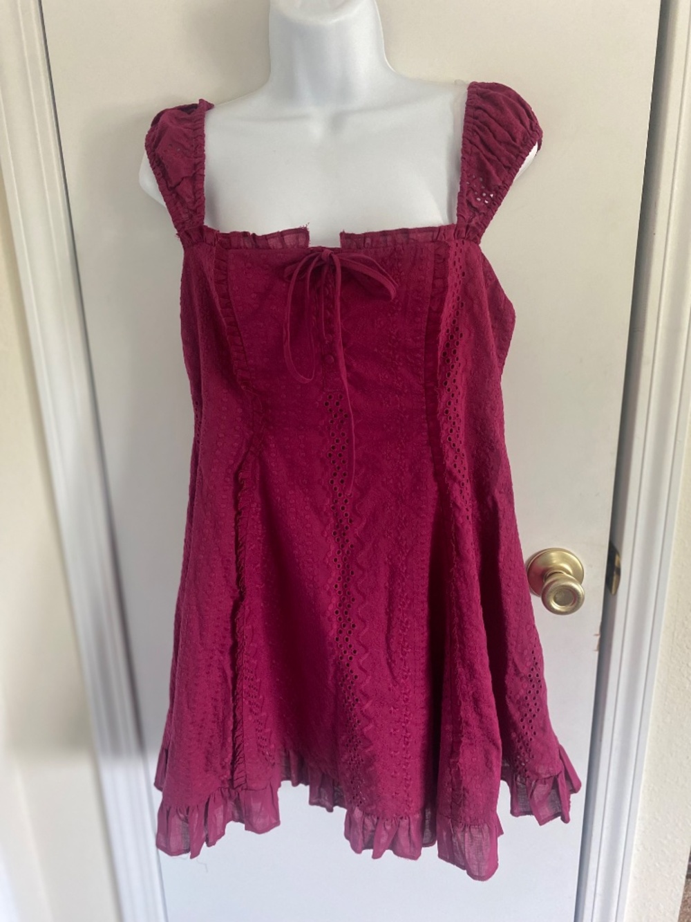Women Cap Sleeve Eyelet Mini A-Line Dress - Wild Fable Berry Purple NWT Size M